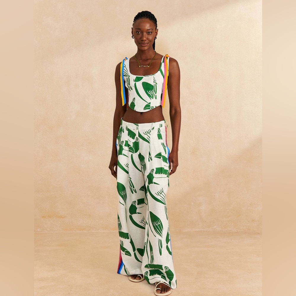 FARM Rio linen wide leg pants and crop top set